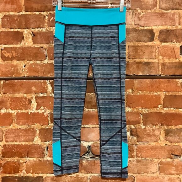 Lululemon Pace Rival Crop Space Dye Twist Naval Blue Peacock Blue Size 4 - Picture 4 of 7